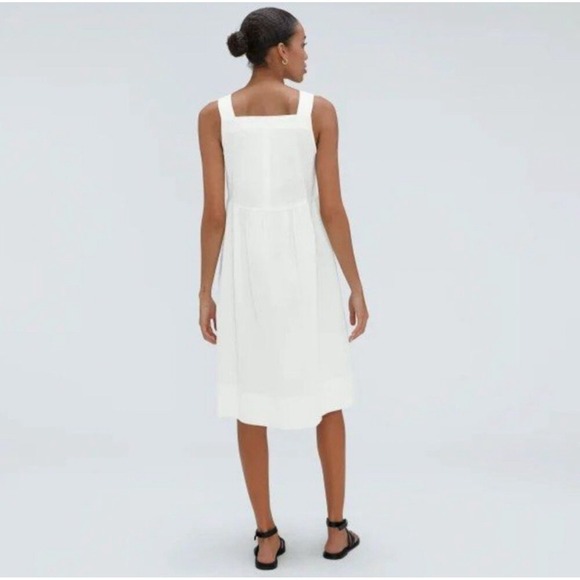 Everlane White Seersucker Midi Dress M Cotton Sleeveless Resort Wear Vacation - Picture 3 of 9